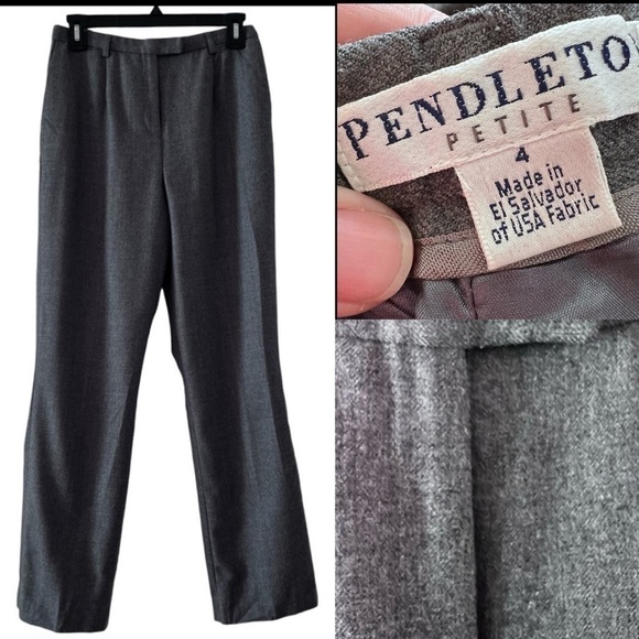 Pendleton Petite 100% Wool Trouser Pants in Gray size 4 Petite - Picture 1 of 15